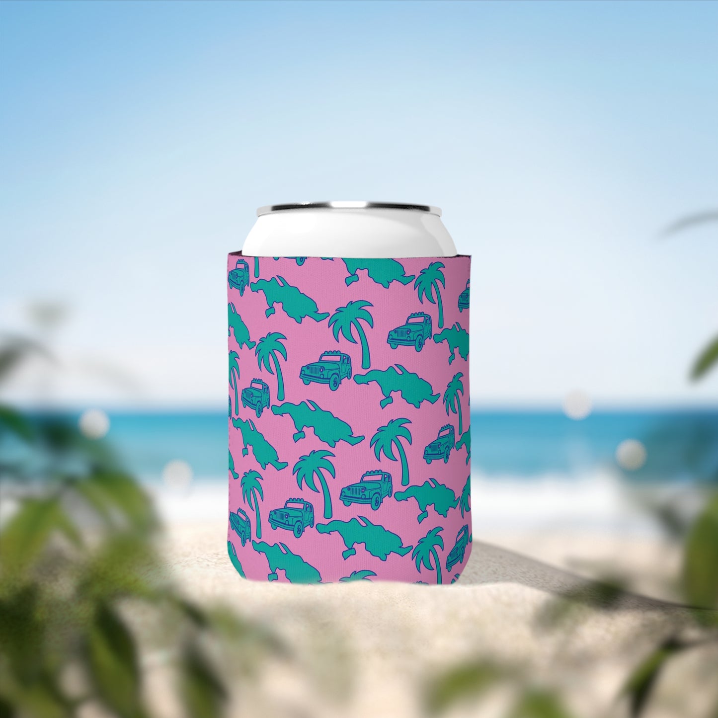 St. Thomas Can Cooler Sleeve - Pink/Aqua