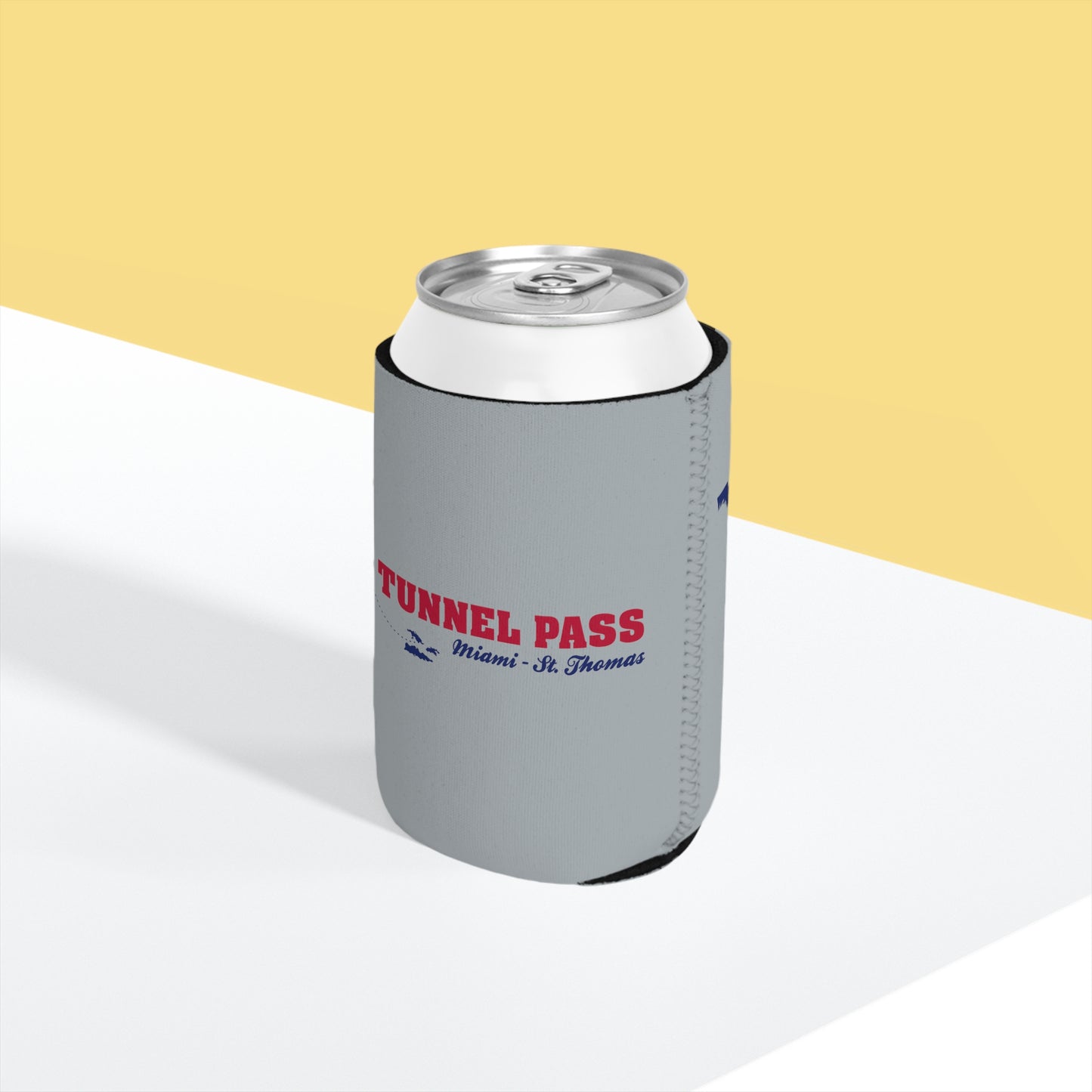 Tunnel Pass Can Cooler Sleeve - Dark Blue, Red, and Light Grey