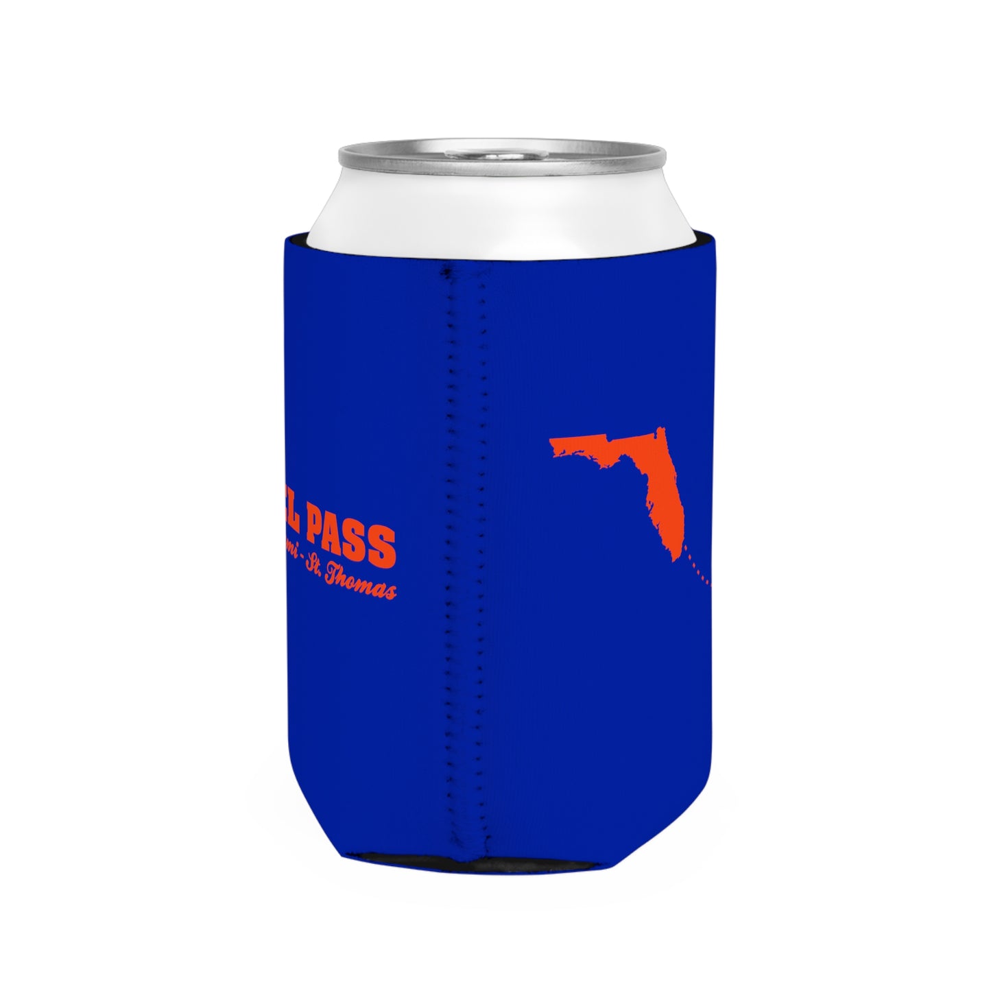 Tunnel Pass Can Cooler Sleeve - Royal Blue and Orange