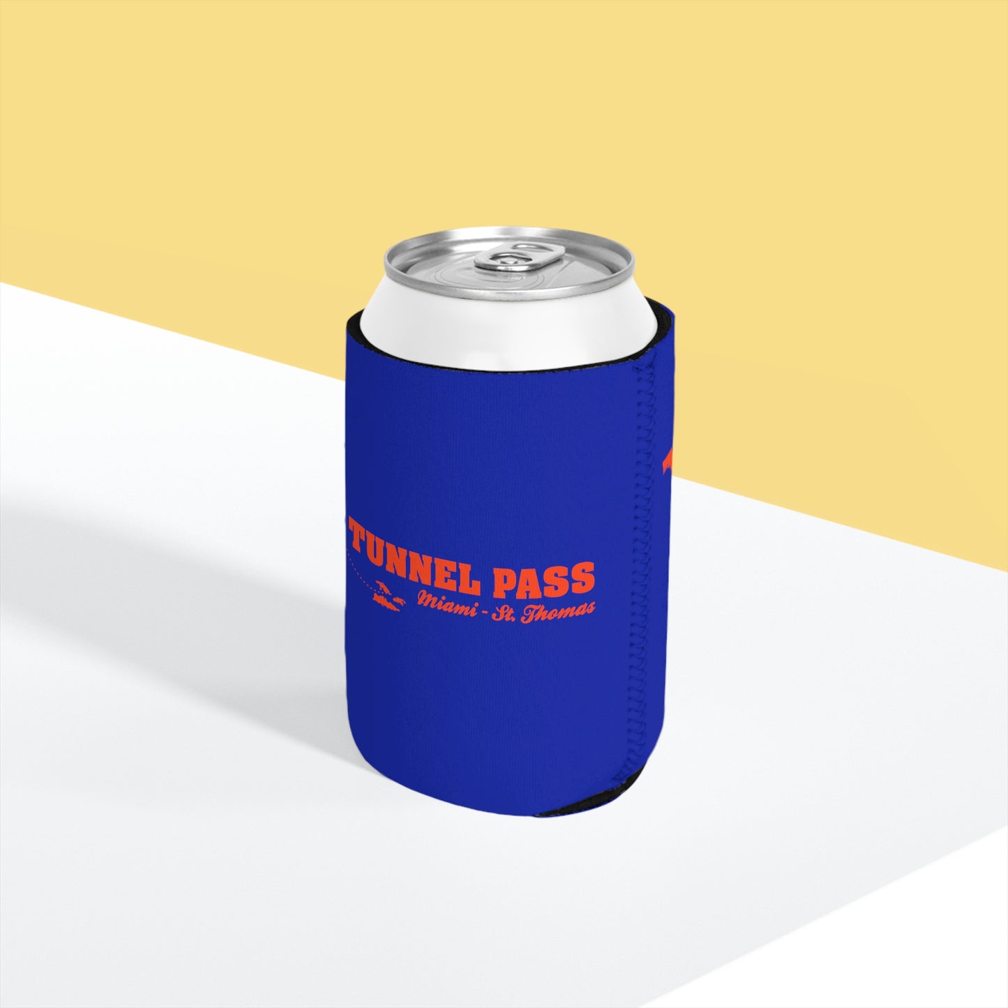 Tunnel Pass Can Cooler Sleeve - Royal Blue and Orange