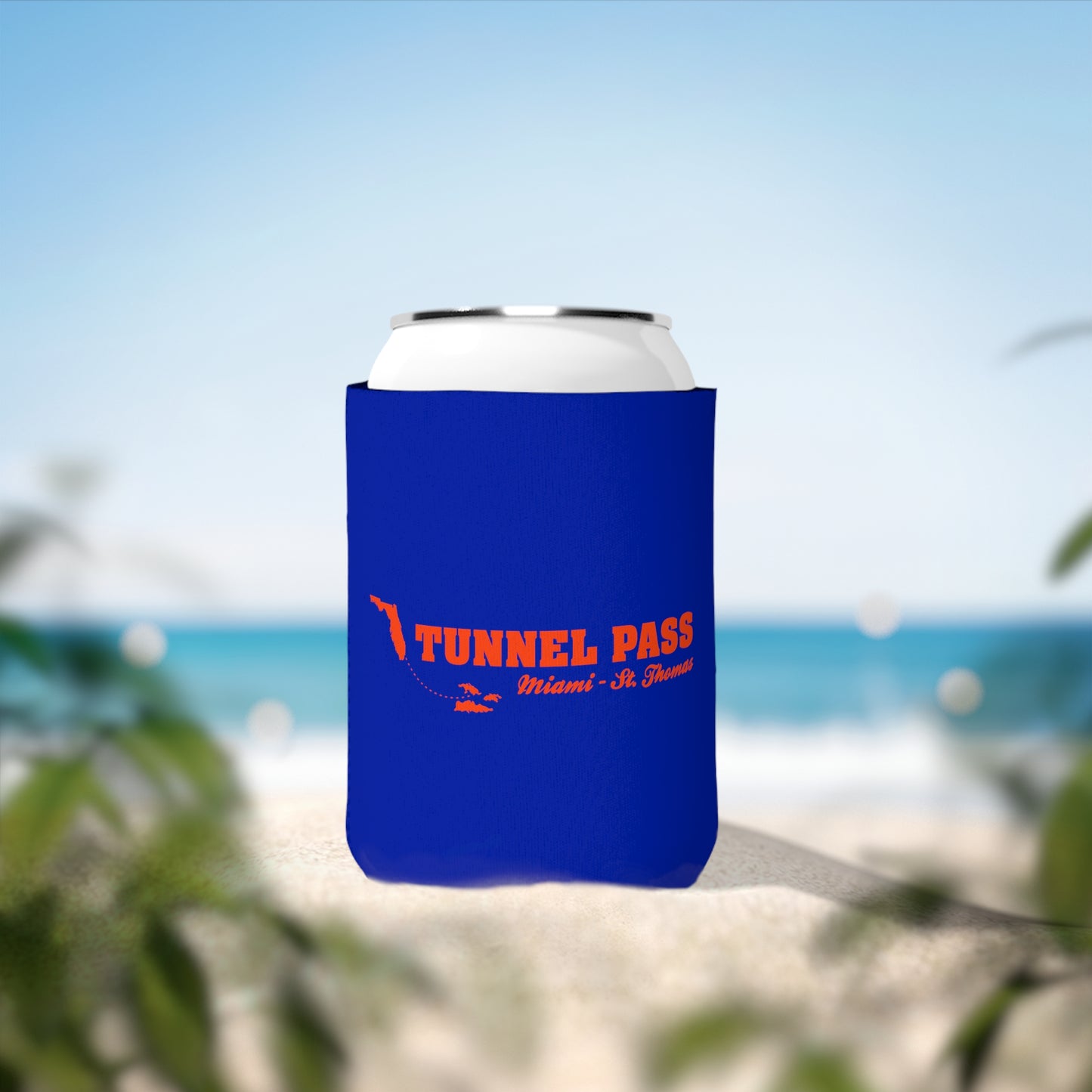 Tunnel Pass Can Cooler Sleeve - Royal Blue and Orange