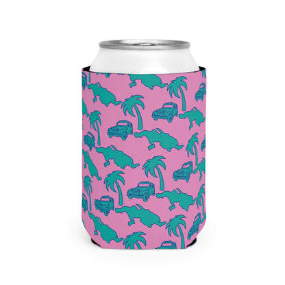 St. Thomas Can Cooler Sleeve - Pink/Aqua