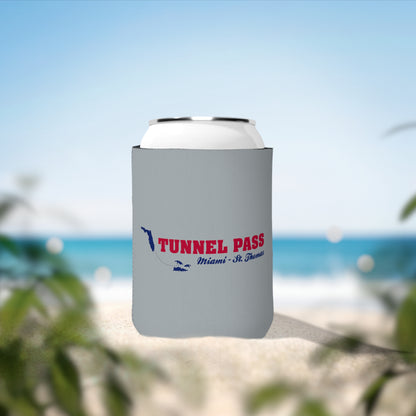 Tunnel Pass Can Cooler Sleeve - Dark Blue, Red, and Light Grey