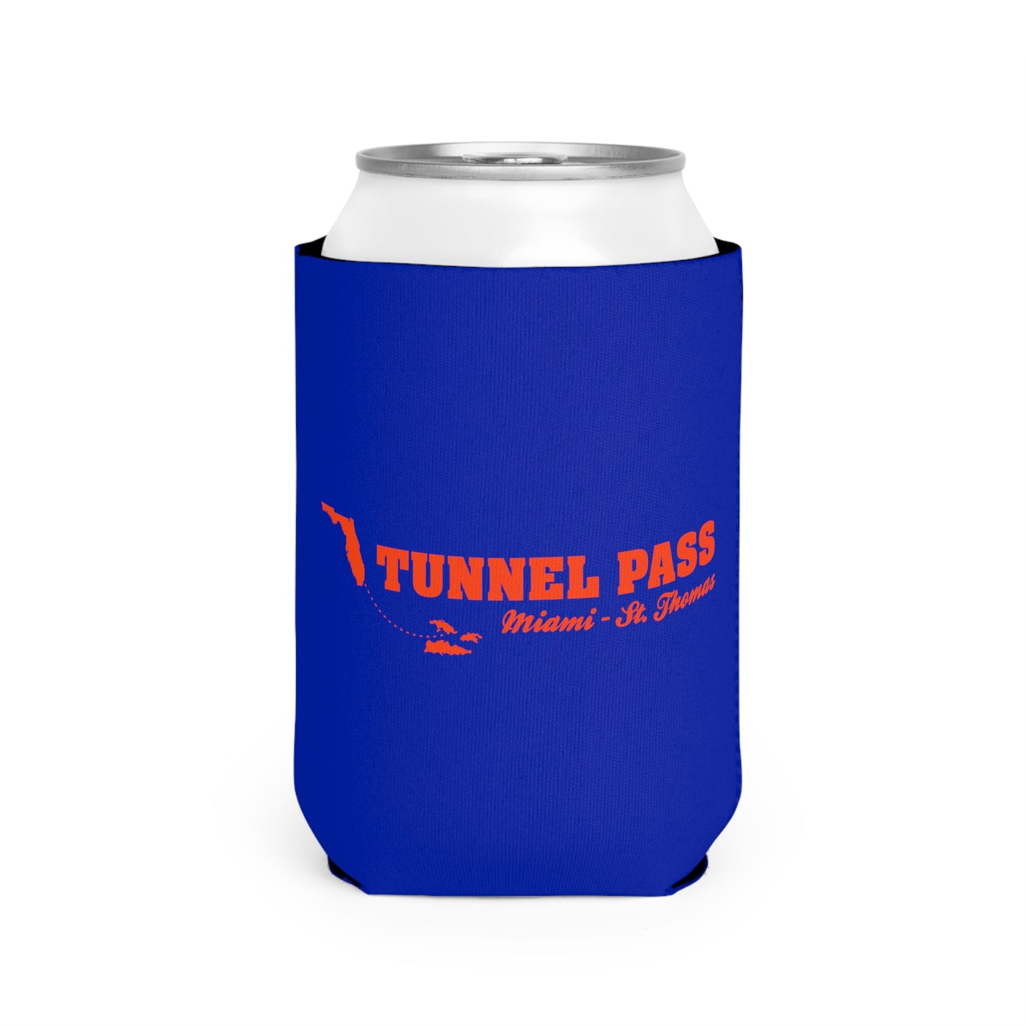 Tunnel Pass Can Cooler Sleeve - Royal Blue and Orange